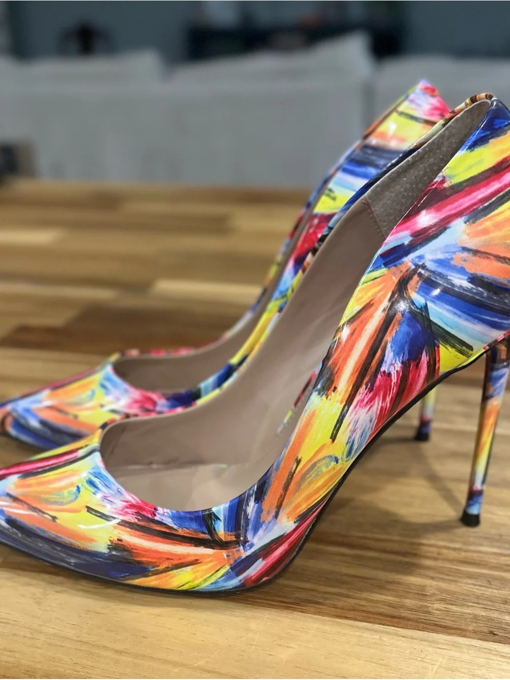 Steve Madden Multicolor Brushstroke Pointed Toe Stiletto Pumps Size 10M